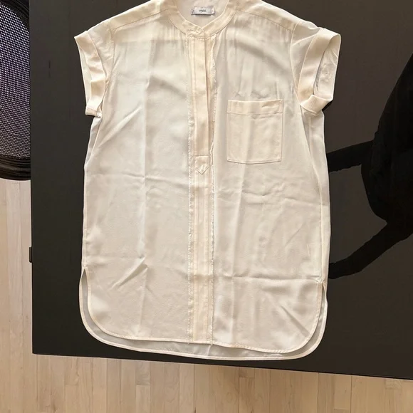 Vince Cream Short Sleeve Silk Tunic - Picture 1 of 3